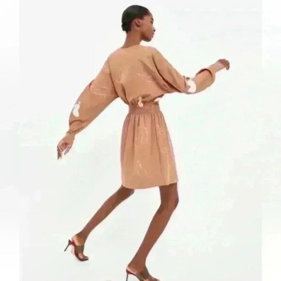 Zara Brown Long Sleeve Dress - Picture 3 of 8